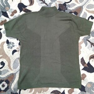 VOTRE NOM Women's Army Green Short Sleeve Silk Sweater Minimalist Mock Neck Sz L